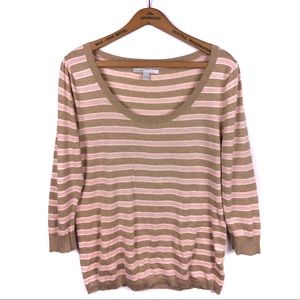 Pink & Beige Striped Light Sweater
